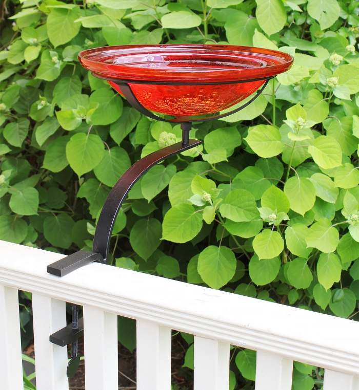 Crackle Glass Bird Bath 12